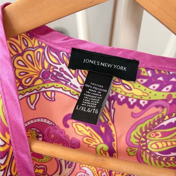 Jones New York Paisley Satin Robe with Lace Trim - Picture 4 of 4